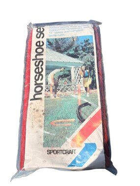 Sportcraft Horseshoe Set Outdoor Game With Durable PVC Horseshoes & 15" Stakes I